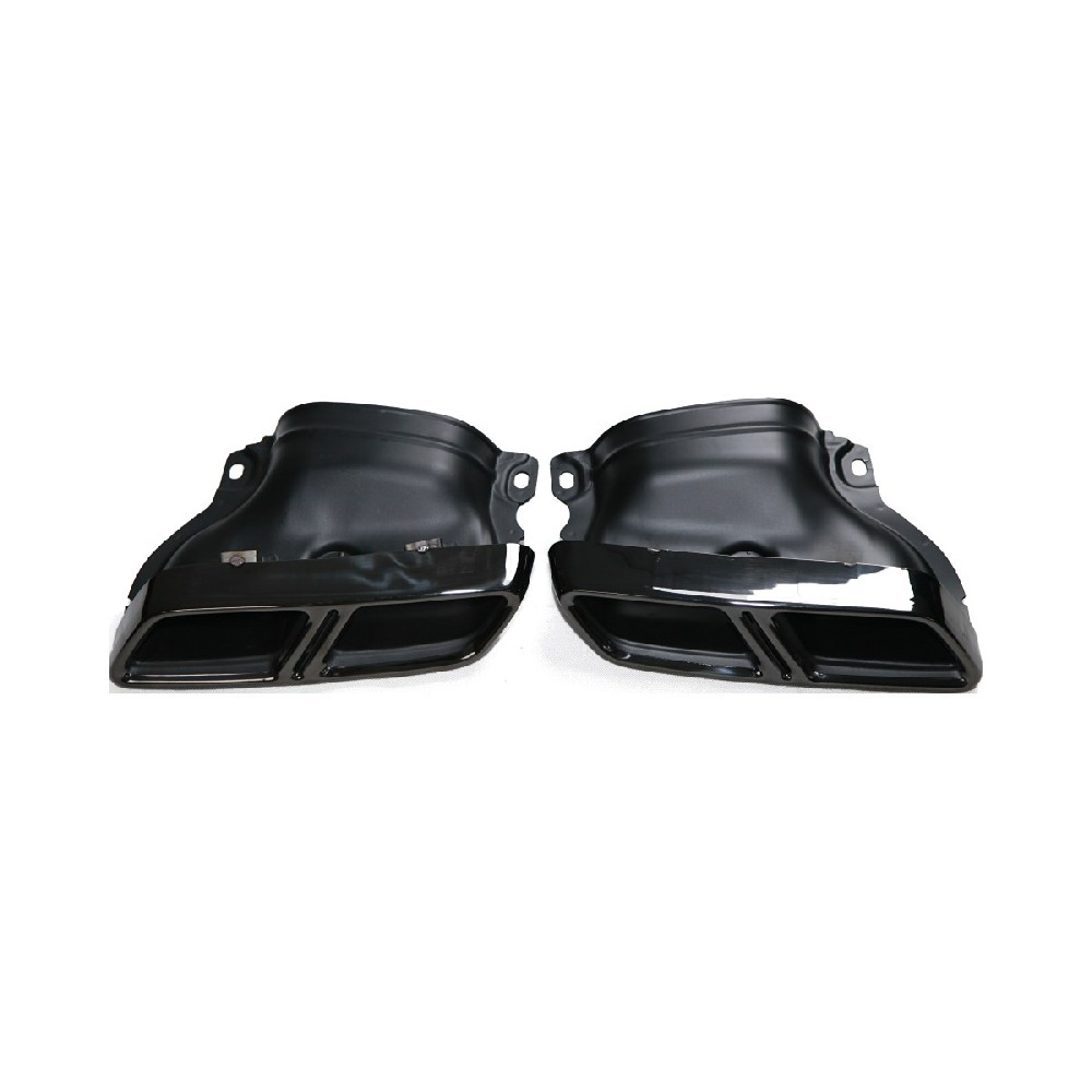 Mercedes-Benz W205 W213 Square Dual Outlet Exhaust Tip Covers Gloss Black